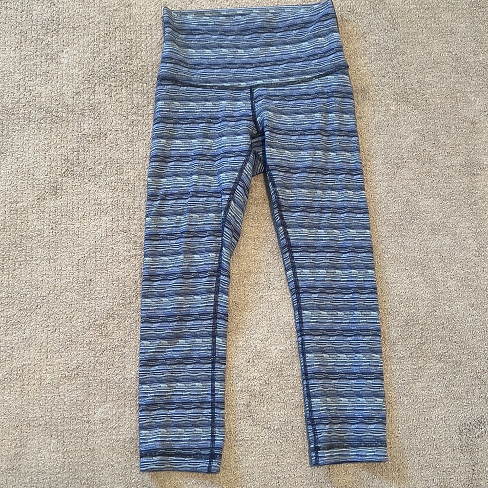 Lululemon Wunder Under Crop Leggings Space Dye Twist Sapphire Blue Multi 6